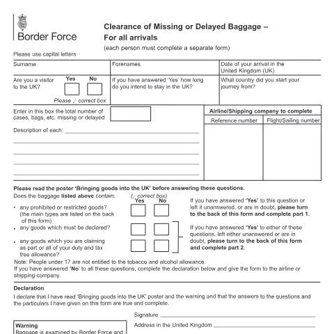 Document preview: Understanding the Clearance of Missing or Delayed Baggage Process — Government & admin