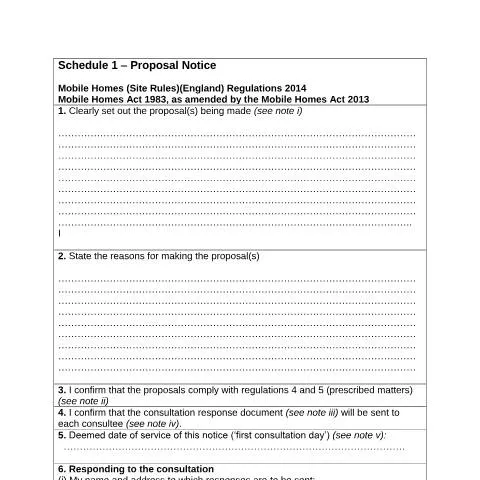 Document preview: A Comprehensive Guide to Park Homes Proposal Notice — Housing
