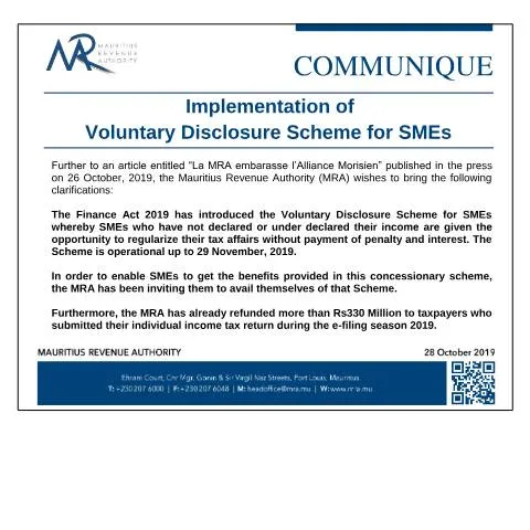 Document preview: Understanding the Voluntary Disclosure Scheme for SMEs — Taxes (CERFA n°VDSME281019)