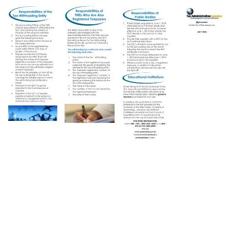 Document preview: Understanding GCT on Government Purchases in Jamaica — Taxes (CERFA n°GCT_Govt+_on_Government_Purchases_(Brochure)_Amended_032021)