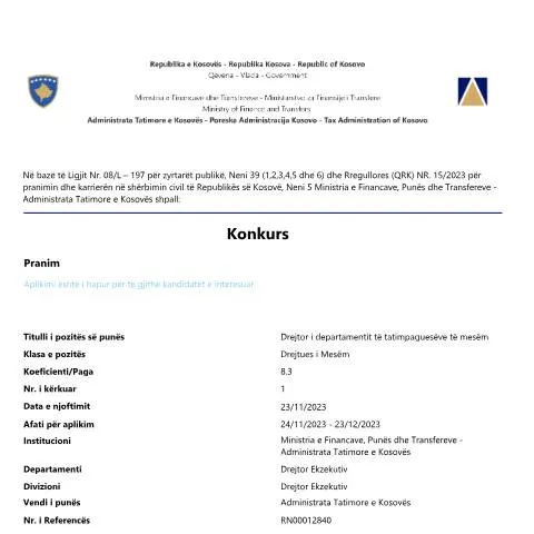 Document preview: Rëndësia e Njoftimit për Rekrutimin në Kosovë — Punë & punësim