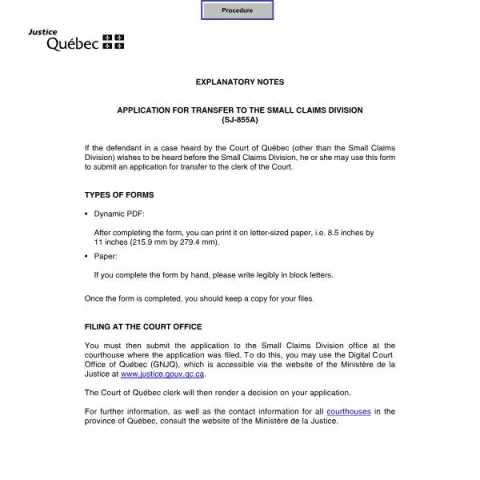 Document preview: How to Transfer Your Case to the Small Claims Division — Legal & justice (SJ-855A)