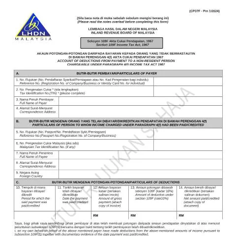 Document preview: Pentingnya Borang CP37F dalam Cukai Malaysia — Cukai & percukaian (CERFA n°CP37F)