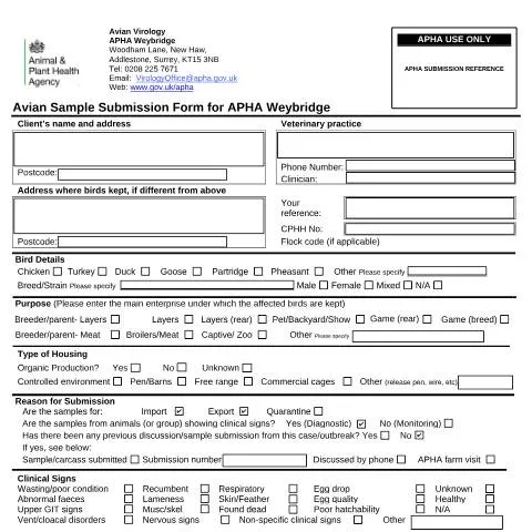 Document preview: Understanding the APHA1 Form for Bird Movement — Government & admin