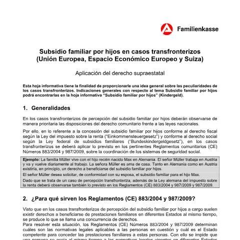 Dokumentvorschau: Leitfaden zum Kindergeld für Familien in Deutschland und im Ausland — Familie (CERFA n°kg52eu-s_ba031665)