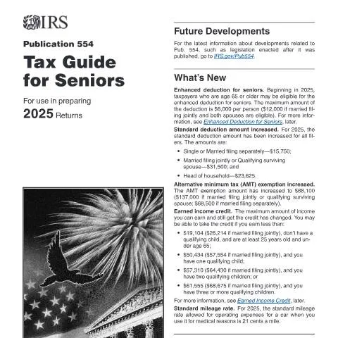 Document preview: Understanding IRS Publication 554 for Seniors — Taxes (CERFA n°PUB-554)