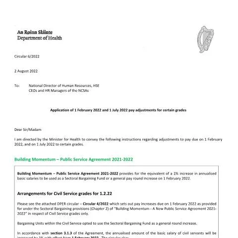 Document preview: Understanding Ireland's 2022 Public Sector Pay Adjustments — Work & employment (CERFA n°OF1)