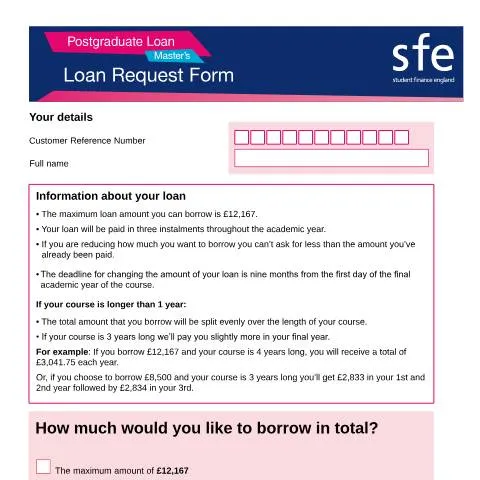 Document preview: Understanding the 2023-2024 Postgraduate Master's Loan Request Form — Education & training