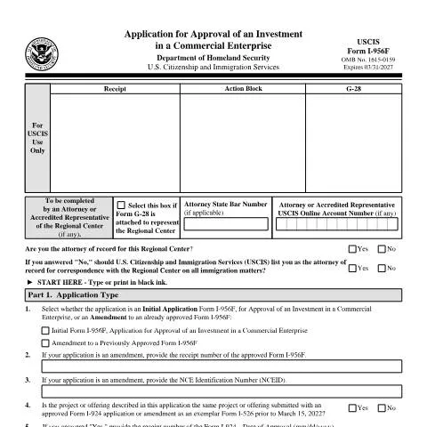 Document preview: Navigating USCIS Form I-956F for Investment Success — Immigration & visas (CERFA n°I-956F)