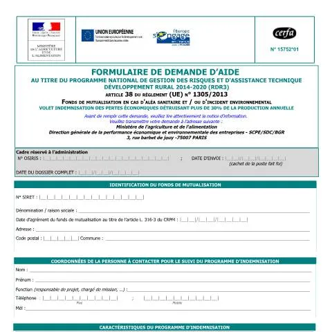Aperçu du document Formulaire 15752*02 : aide européenne renforcée pour entreprises — Démarches administratives (CERFA n°15752*02)