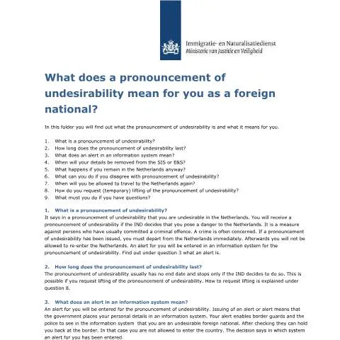 Documentvoorvertoning: De impact van een verklaring als ongewenst vreemdeling in Nederland — Immigratie & visa (CERFA n°4502)