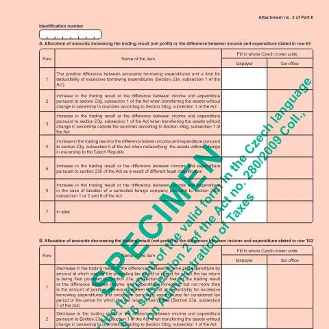 Document preview: Jak správně vyplnit Přílohu č. 3 II. oddílu 25 5404 — Daně a fiskální záležitosti (CERFA n°25 5404/Fa)