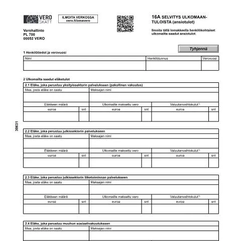 Document preview: Miksi 16A Selvitys ulkomaantuloista on tärkeä? — Verot & verotus (CERFA n°Vero 3063)