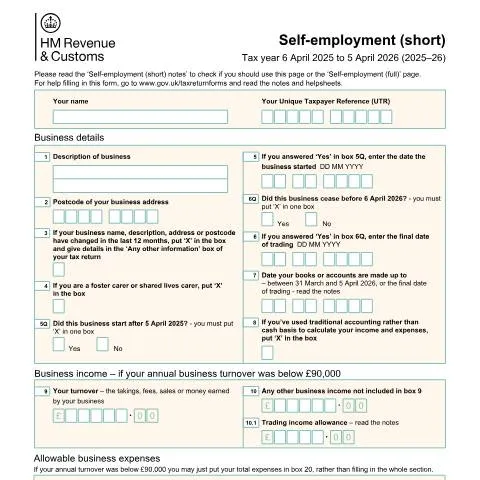 Document preview: SA103S Simplified Self-Employment Return: Complete Filing Guide — Taxes