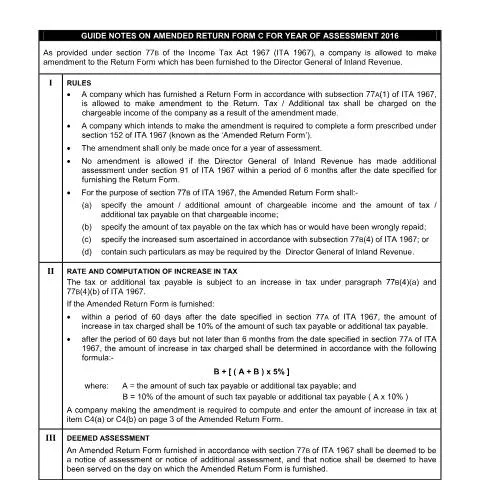 Document preview: Langkah-langkah Pindaan Borang C 2016 untuk Syarikat — Cukai & percukaian