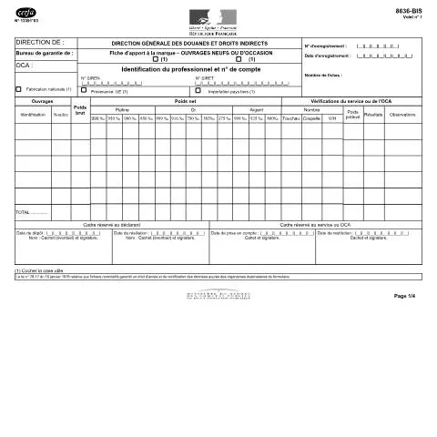 Aperçu du document Formulaire 12391*03 : apport d'ouvrages en métaux précieux — Démarches administratives (CERFA n°12391*03)