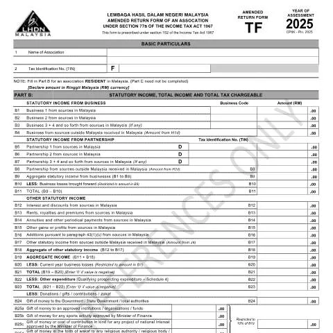 Document preview: Panduan Lengkap Borang Pembetulan TF 2025 — Cukai & percukaian (CERFA n°TF)
