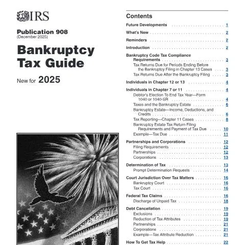 Document preview: Navigating Bankruptcy Tax Implications with IRS Publication 908 — Taxes (CERFA n°PUB-908)