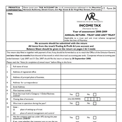 Document preview: The Importance of Trust Annual Return Form in Mauritius — Government & admin (TrustUnitTrust2008)