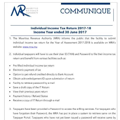 Document preview: Essential Guide to Individual Income Tax Return 2017-2018 — Taxes (CERFA n°CommuniqueFilingSeason2017)