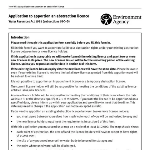 Document preview: Understanding the Water Abstraction Licence Apportionment — Government & admin (WR166)