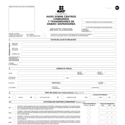 Vista previa del documento Importancia del Aviso sobre centros cambiarios y transmisores de — Impuestos (CERFA n°RC Versión editable RC)