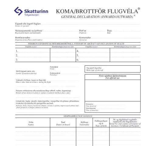 Document preview: Flugvélaskýrsla T02 - Skref til að tryggja öryggi — Tollur & innflutningur (CERFA n°T-02)