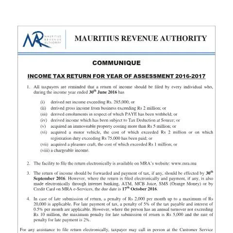Document preview: Guide to Filing Your Income Tax Return for 2016-2017 — Taxes (CERFA n°IncomeTaxReturn2016)