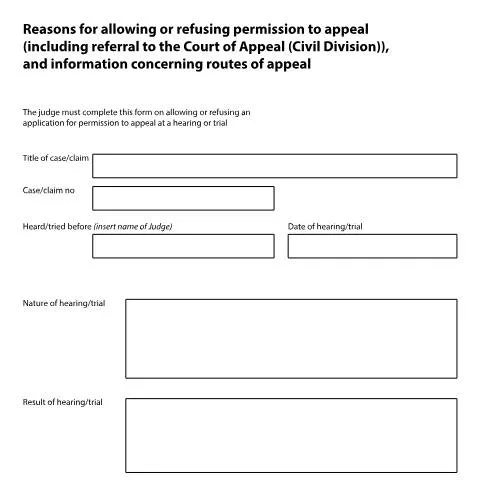 Document preview: Form N460: Understanding Appeal Permission Decisions in UK Courts — Legal & justice