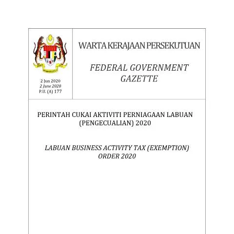 Document preview: P.U. (A) 177/2020: Memahami Pengecualian Cukai Aktiviti Perniagaan — Proses pentadbiran