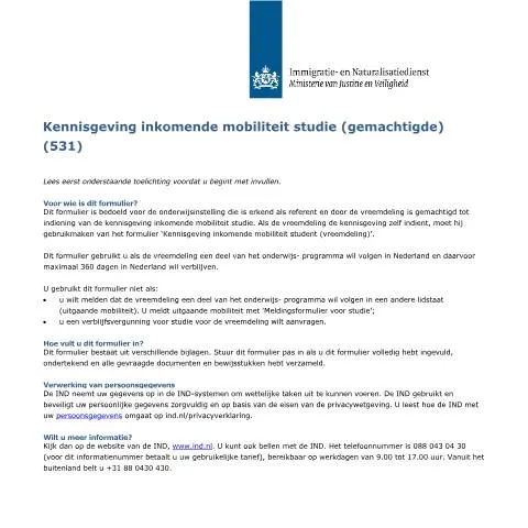 Documentvoorvertoning: Inkomende Mobiliteit Studie: Een Gids voor Onderwijsinstellingen — Immigratie & visa (CERFA n°7066)