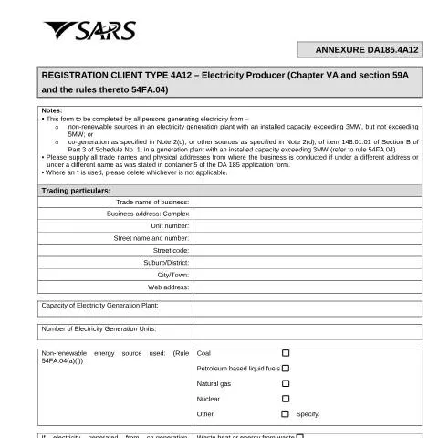 Document preview: Navigating the DA 185 4A12 Form for Energy Producers — Government & admin (CERFA n°DA 185 4A12)