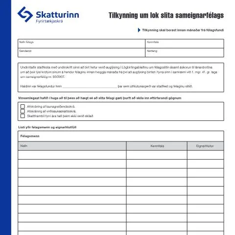 Document preview: Leiðbeiningar um lok slita sameignarfélags — Stjórnsýsla (CERFA n°RSK 17.55)