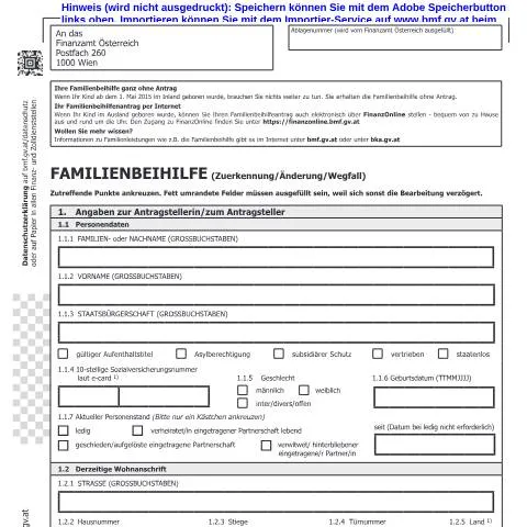 Dokumentvorschau: Familienbeihilfe: Unterstützung für österreichische Familien — Steuern (CERFA n°Beih100)