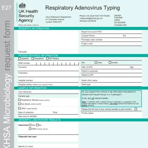 Document preview: Understanding the Respiratory Adenovirus Typing Request Form — Health