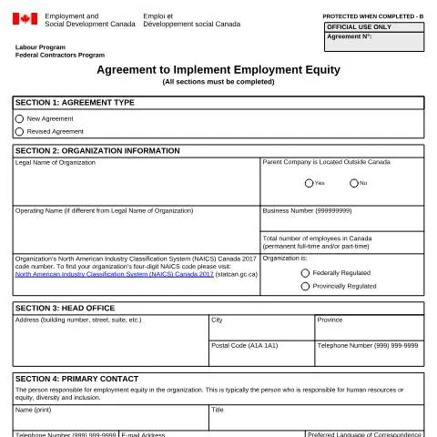 Document preview: Understanding the Agreement to Implement Employment Equity — Work & employment (CERFA n°LAB1215)