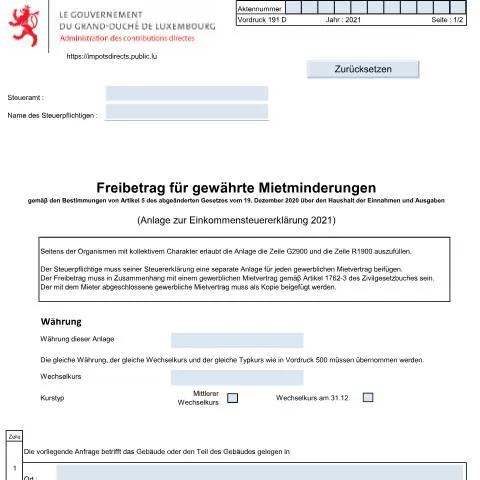 Aperçu du document Comprendre le formulaire 191 D pour les réductions de loyer — Impôts & fiscalité (CERFA n°191 D)