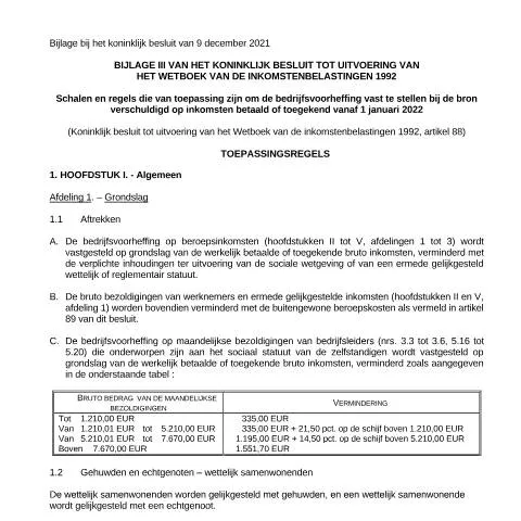 Aperçu du document Adaptations fiscales en Belgique depuis janvier 2022 — Impôts & fiscalité (CERFA n°BijlageIII_aanpassingen)