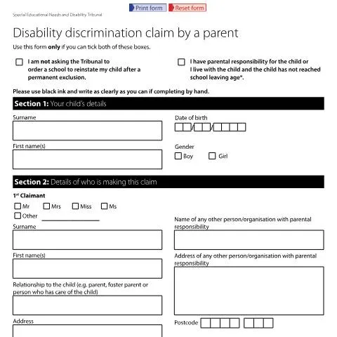 Document preview: Understanding Form SEND4A for School Disability Discrimination Claims — Government & admin