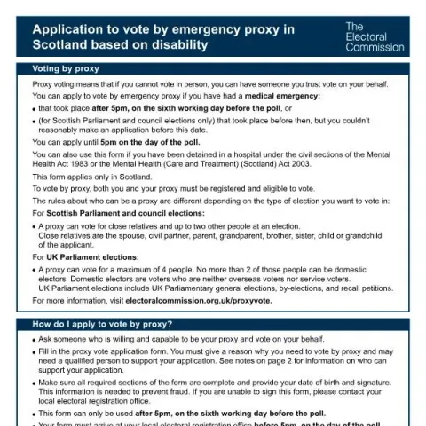 Document preview: Understanding the Emergency Proxy Voting Application for Disabled — Government & admin (EP-DIS-S)