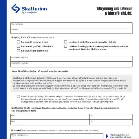 Document preview: Skrefin við tilkynningu um lækkun hlutafjár — Stjórnsýsla (CERFA n°RSK 17.48)