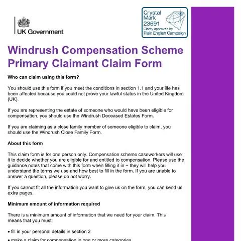 Document preview: How to Apply for Windrush Compensation: Forms and Requirements — Government & admin