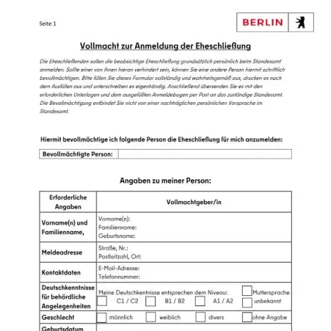 Dokumentvorschau: Vollmacht für die Eheschließungsanmeldung in Berlin — Personenstand & Ausweis (vollmacht_anmeldung_ehe)