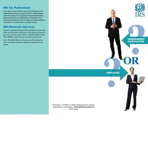 Document preview: Understanding Worker Classifications in IRS Publication 1779 — Taxes (CERFA n°PUB-1779)