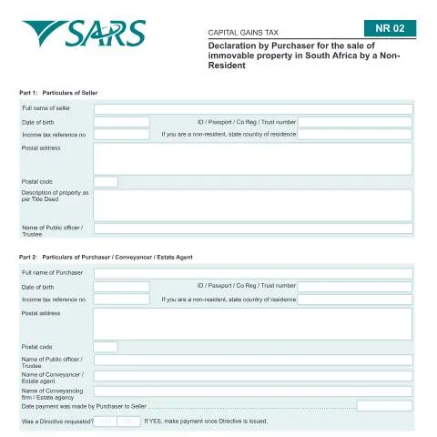 Document preview: Navigating the NR02 Form for Non-Resident Property Sales in SA — Property & real estate (CERFA n°NR02)