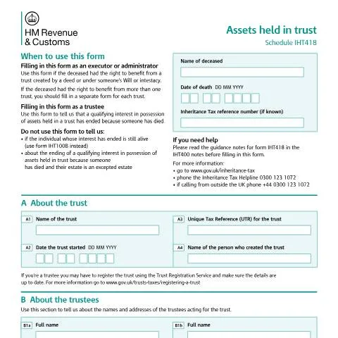 Document preview: Understanding IHT418: Reporting Trust Assets After Death — Taxes