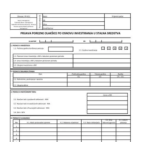 Document preview: Uloga obrasca PP-811 u ostvarivanju poreznih olakšica — Porezi i fiskalnost (CERFA n°PP-811)