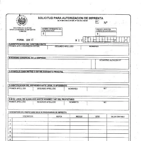 Vista previa del documento Guía Completa sobre el Formulario F-225 en El Salvador — Impuestos (CERFA n°F-225)