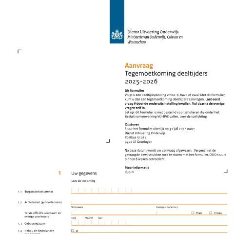 Documentvoorvertoning: Uw gids voor de aanvraag tegemoetkoming deeltijders 2025-2026 — Onderwijs & opleiding