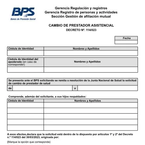 Vista previa del documento Cómo realizar el cambio de prestador asistencial en Uruguay — Impuestos